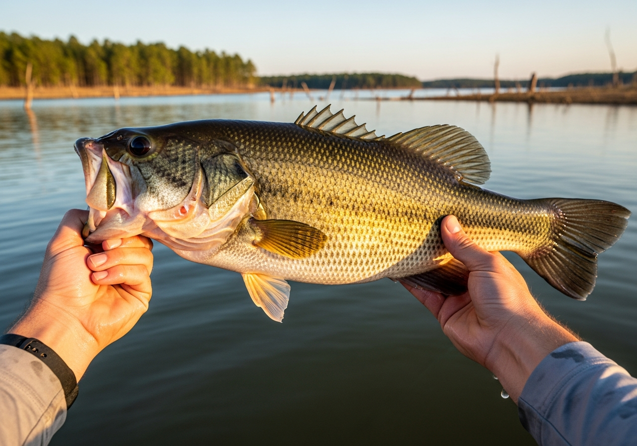 Largemouth Bass fishing on Lake Livingston, Texas