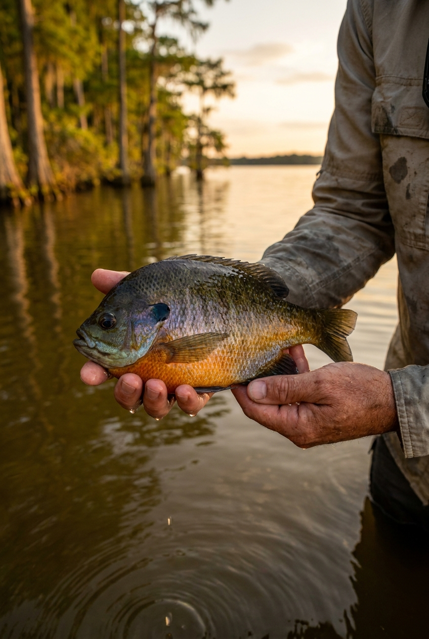 Bluegill fishing on Lake Marion, South Carolina