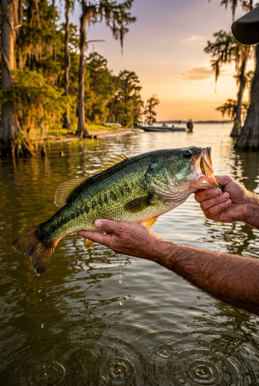 Largemouth Bass fishing on Lake Marion, South Carolina