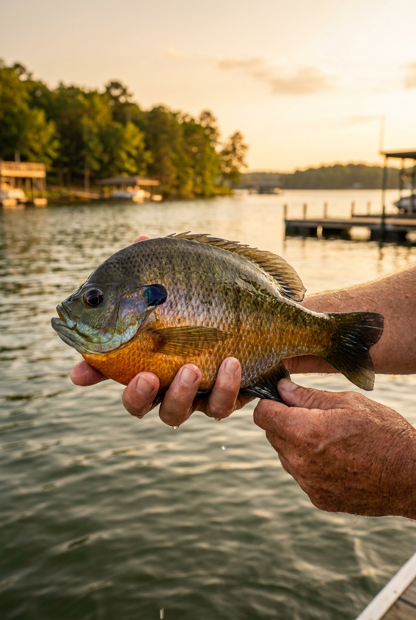 Bluegill fishing on Lake Martin, Alabama