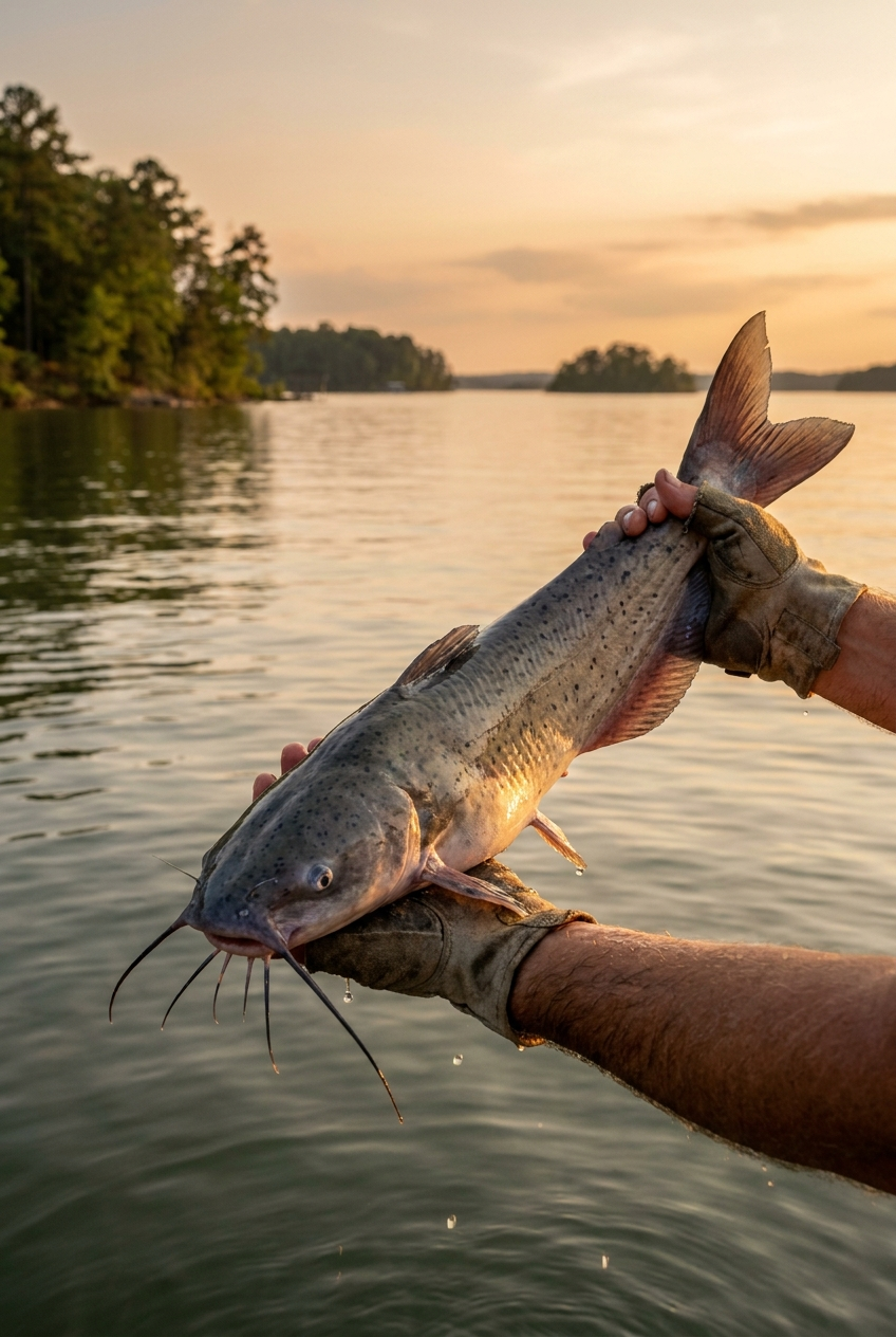 Channel Catfish fishing on Lake Martin, Alabama