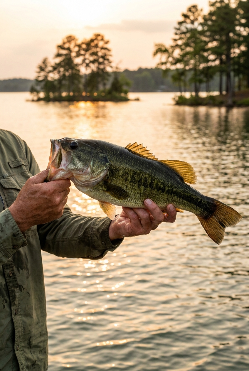 Largemouth Bass fishing on Lake Martin, Alabama