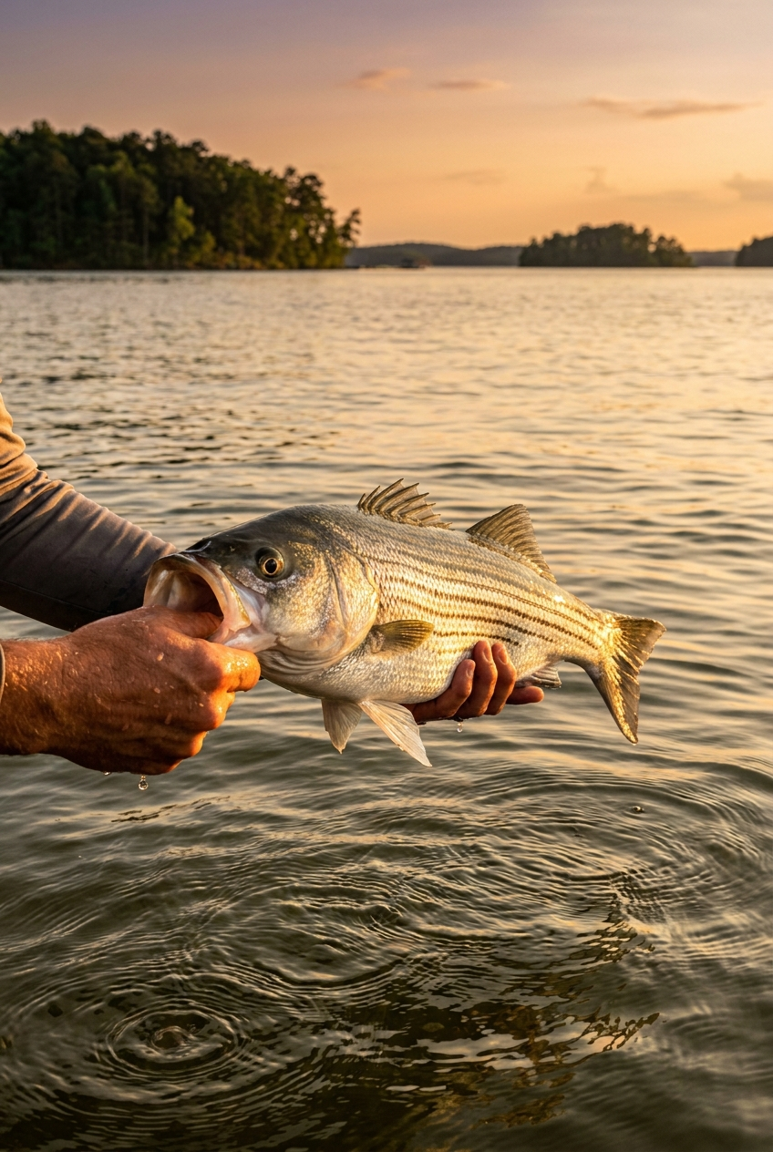 Striped Bass fishing on Lake Martin, Alabama