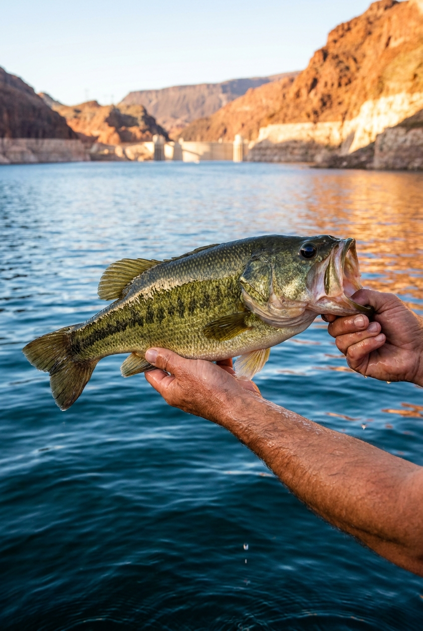 Largemouth Bass fishing on Lake Mead, Nevada