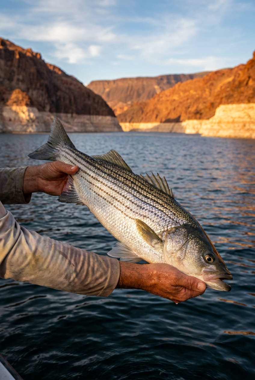 Striped Bass fishing on Lake Mead, Nevada