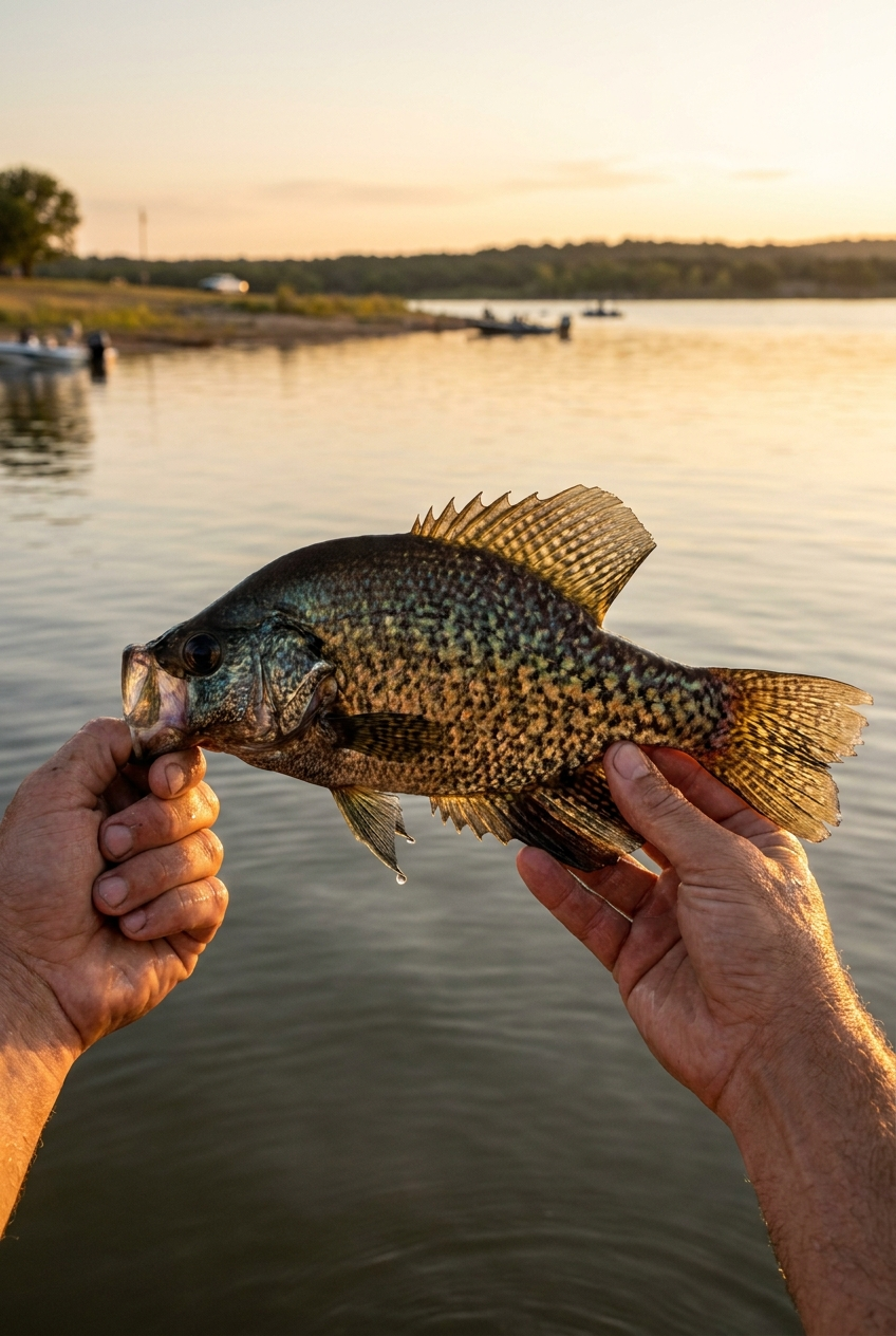 Crappie fishing on Lake Nasworthy, Texas