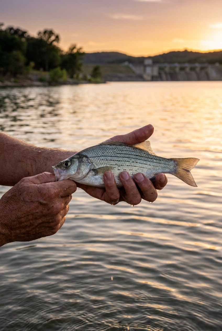 White Bass fishing on Lake Nasworthy, Texas