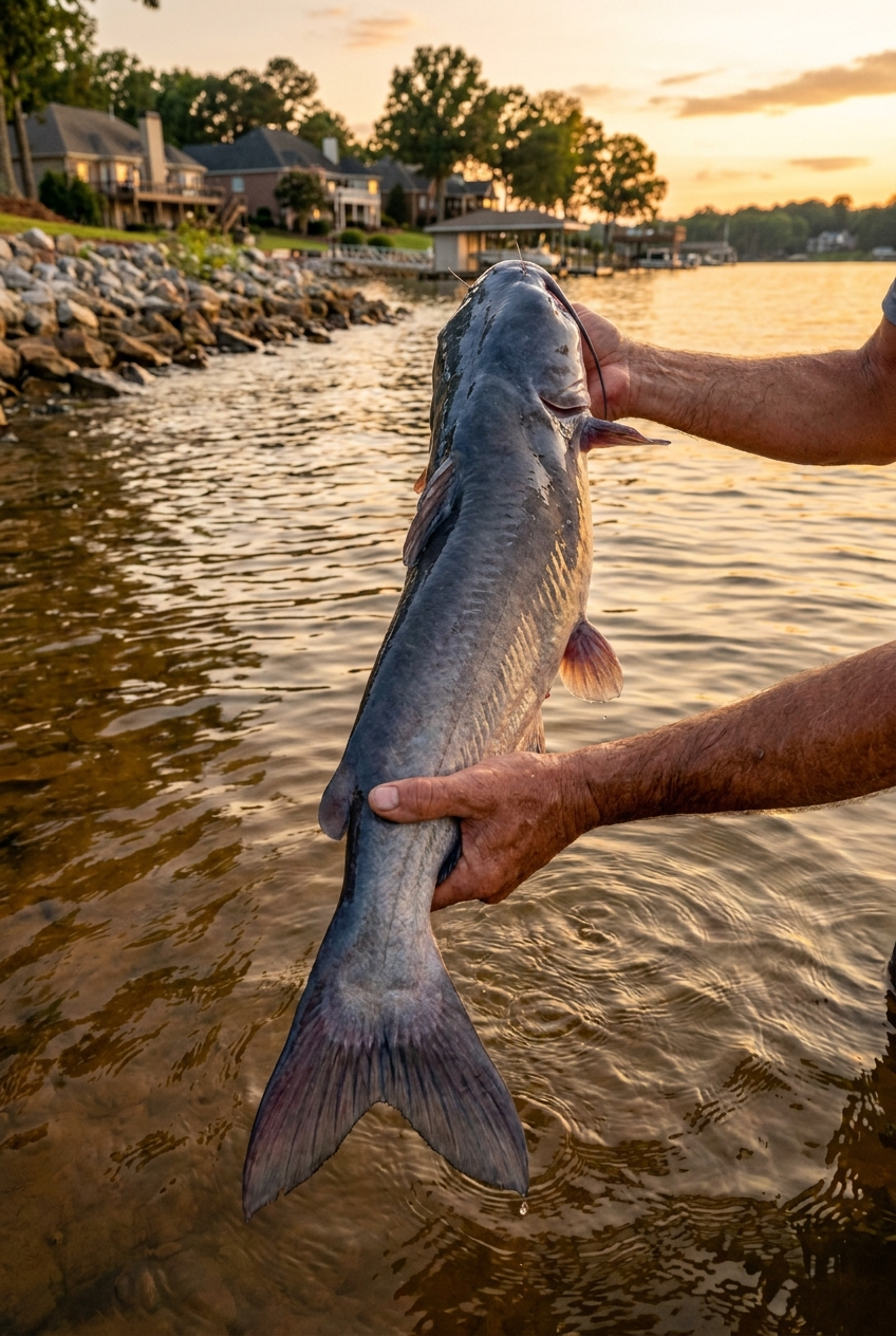 Blue Catfish fishing on Lake Norman, North Carolina