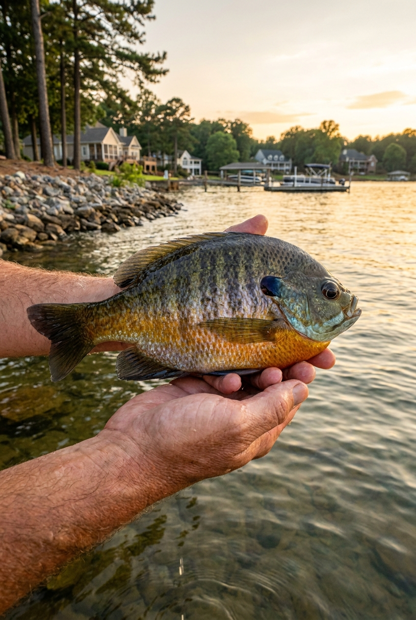 Bluegill fishing on Lake Norman, North Carolina