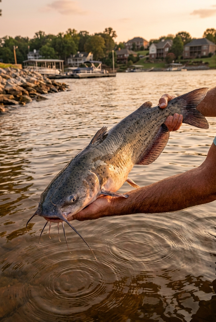 Channel Catfish fishing on Lake Norman, North Carolina