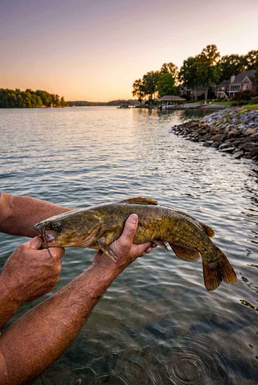 Flathead Catfish fishing on Lake Norman, North Carolina