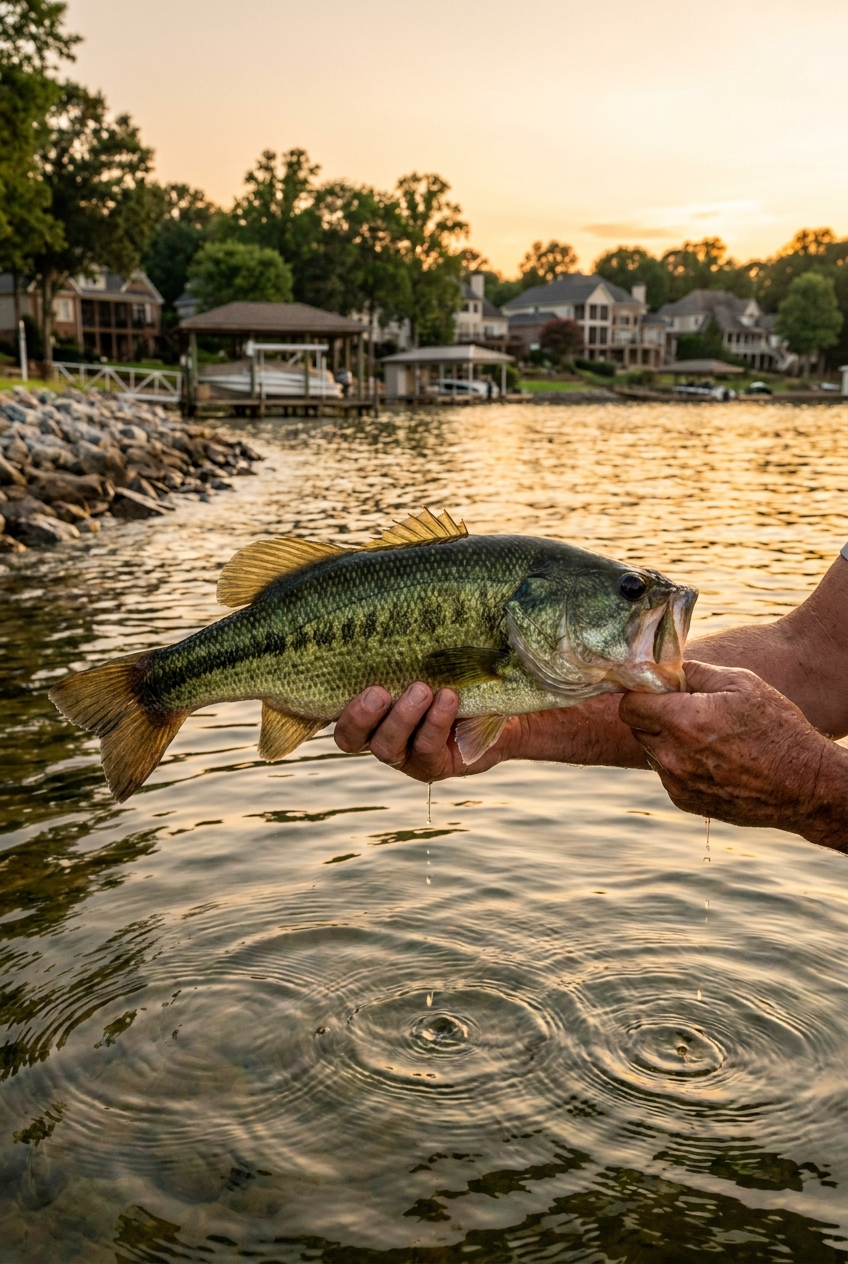 Largemouth Bass fishing on Lake Norman, North Carolina