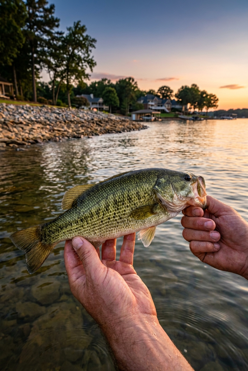 Spotted Bass fishing on Lake Norman, North Carolina
