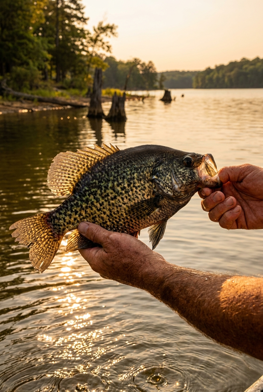 Crappie fishing on Lake Ouachita, Arkansas