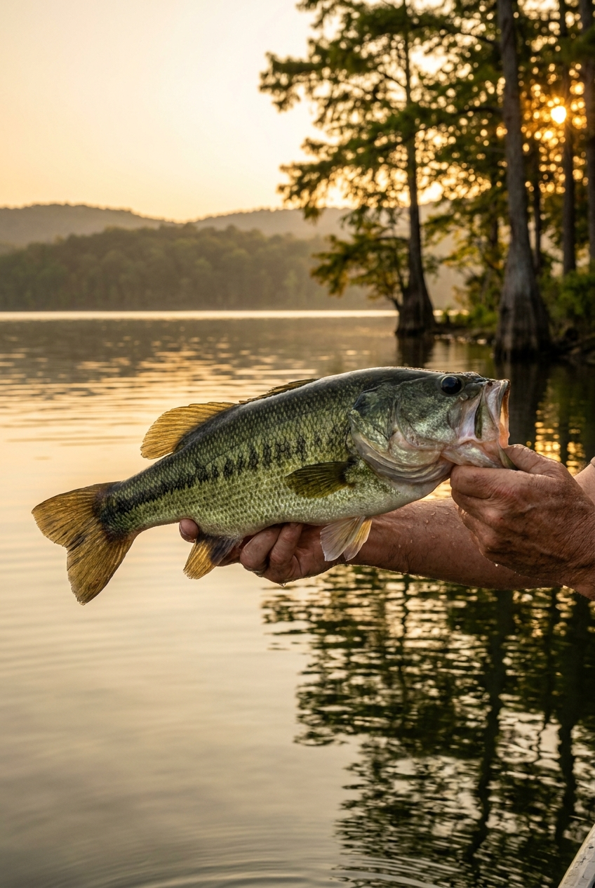 Largemouth Bass fishing on Lake Ouachita, Arkansas