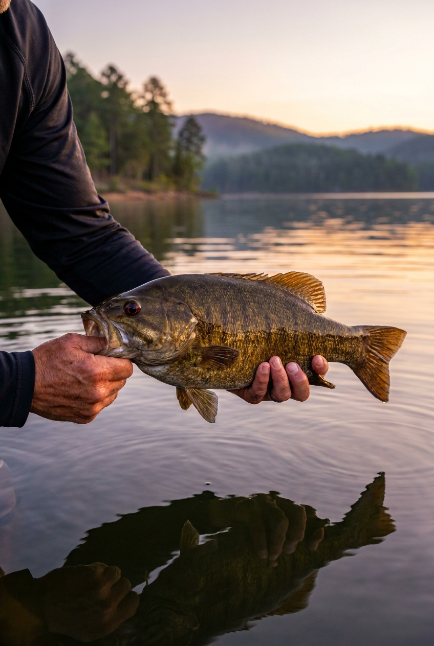 Smallmouth Bass fishing on Lake Ouachita, Arkansas