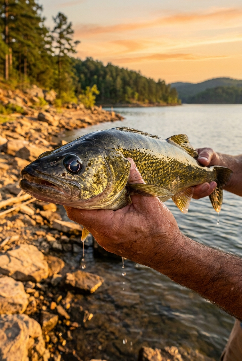 Walleye fishing on Lake Ouachita, Arkansas