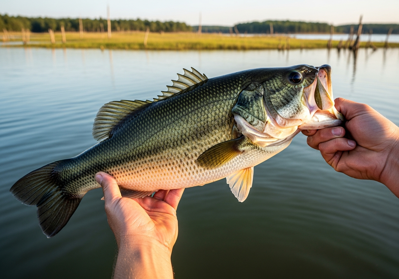 Largemouth Bass fishing on Lake Palestine, Texas