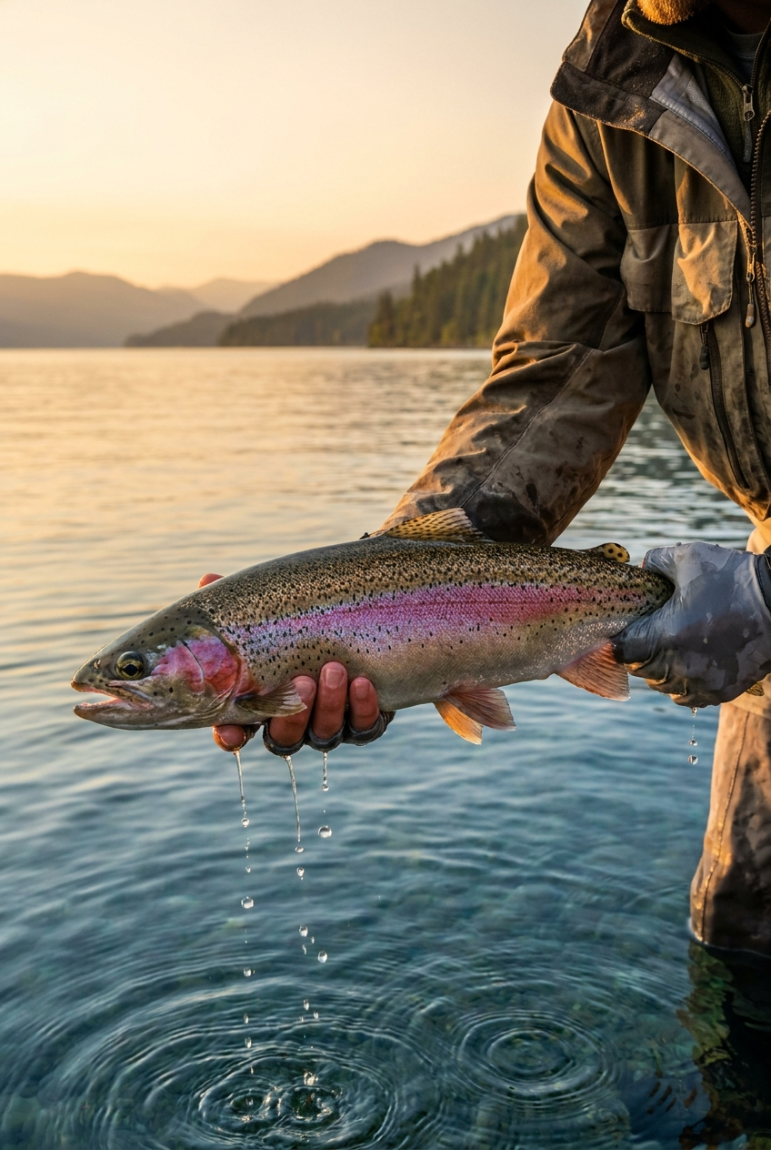 Rainbow Trout fishing on Lake Pend Oreille, Idaho