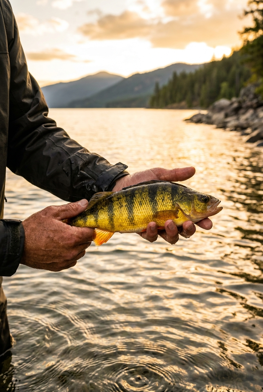 Yellow Perch fishing on Lake Pend Oreille, Idaho