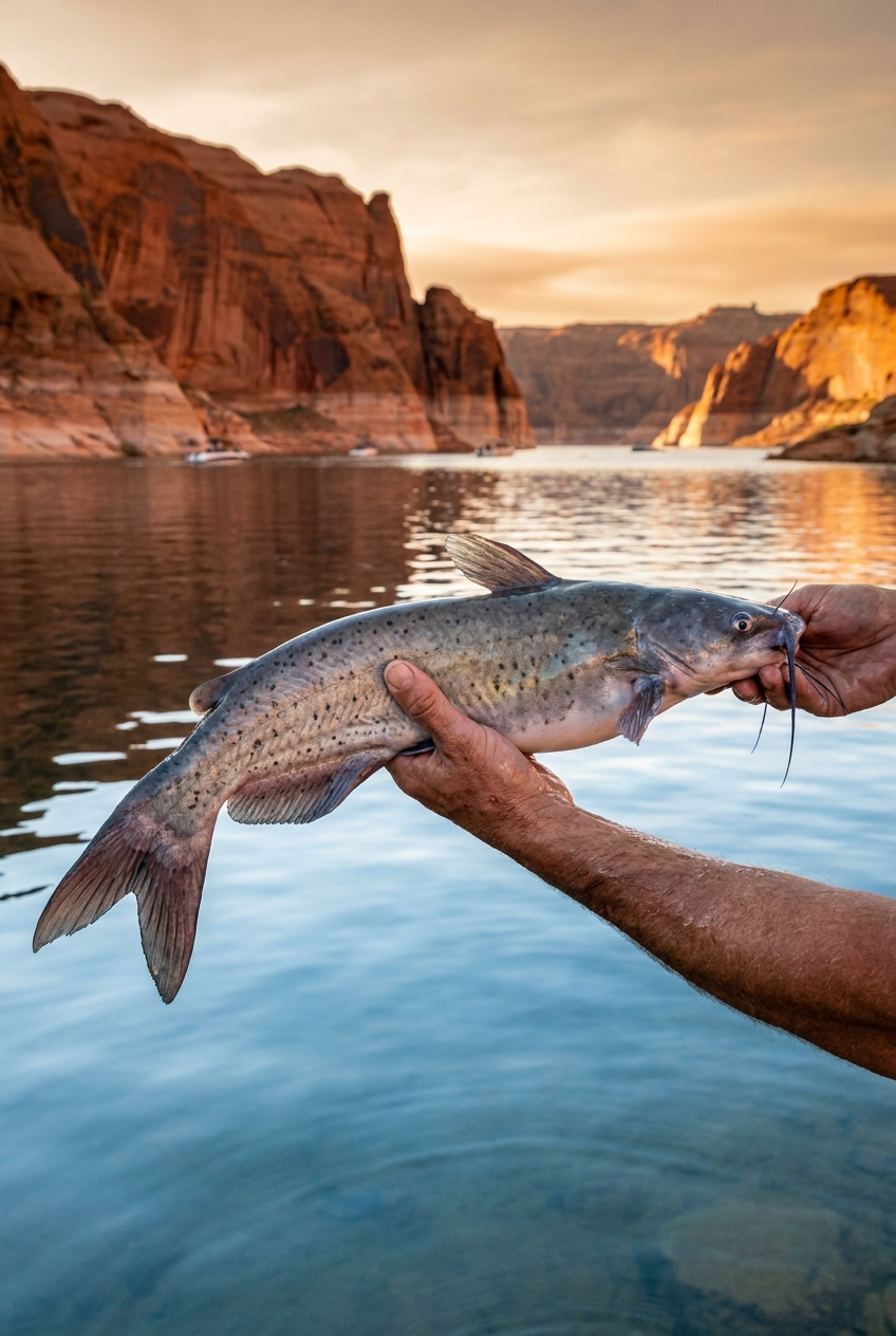 Channel Catfish fishing on Lake Powell, Utah