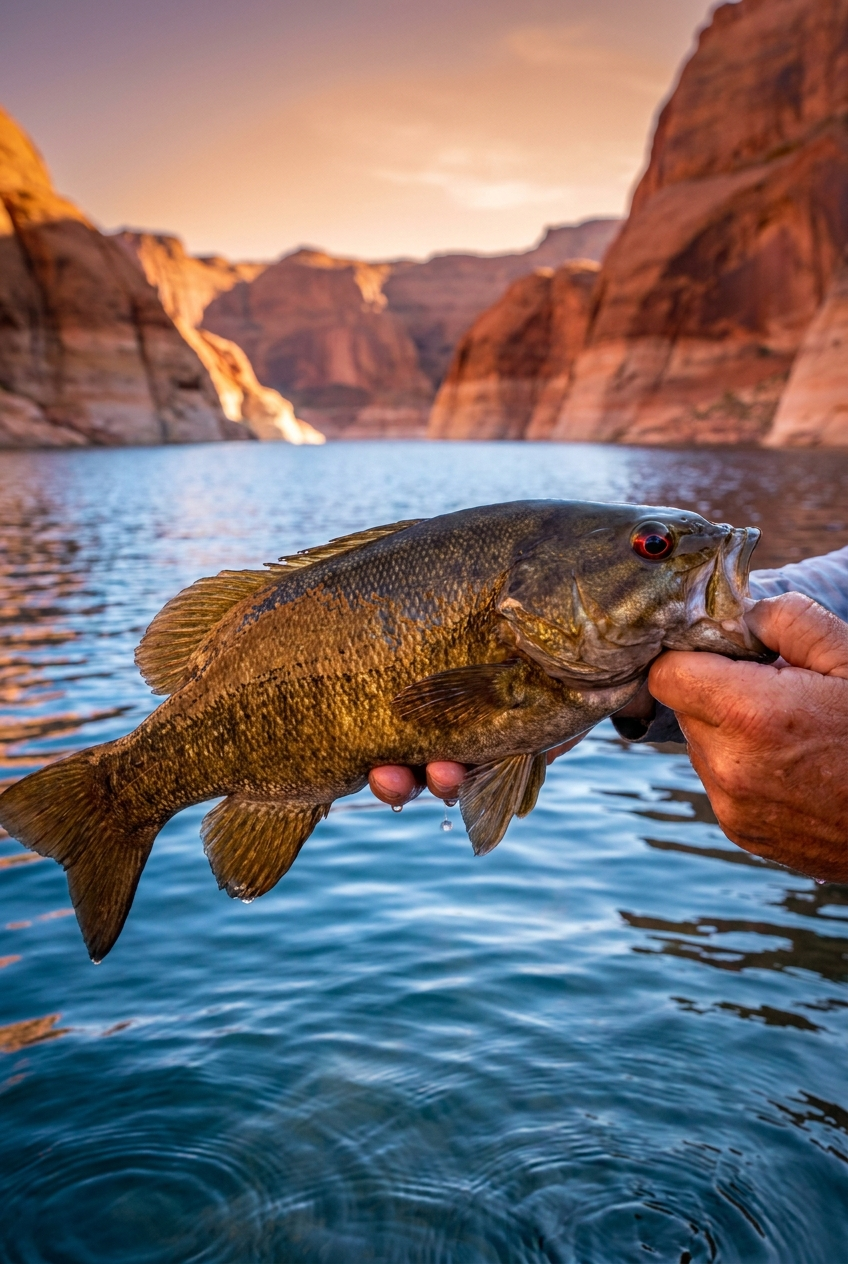 Smallmouth Bass fishing on Lake Powell, Utah