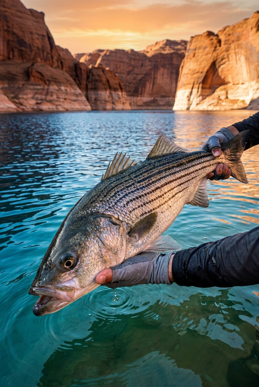 Striped Bass fishing on Lake Powell, Utah