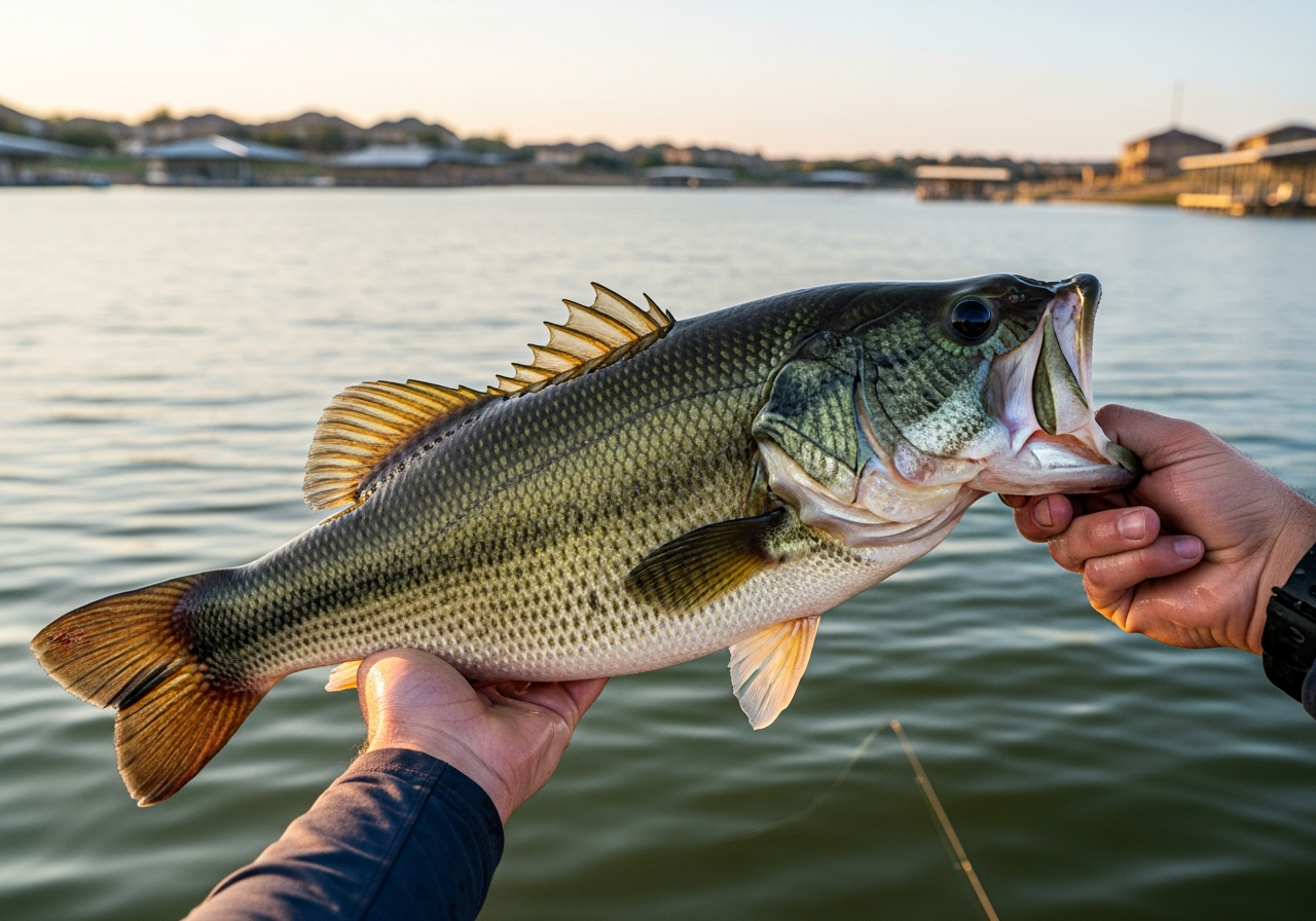 Largemouth Bass fishing on Lake Ray Hubbard, Texas