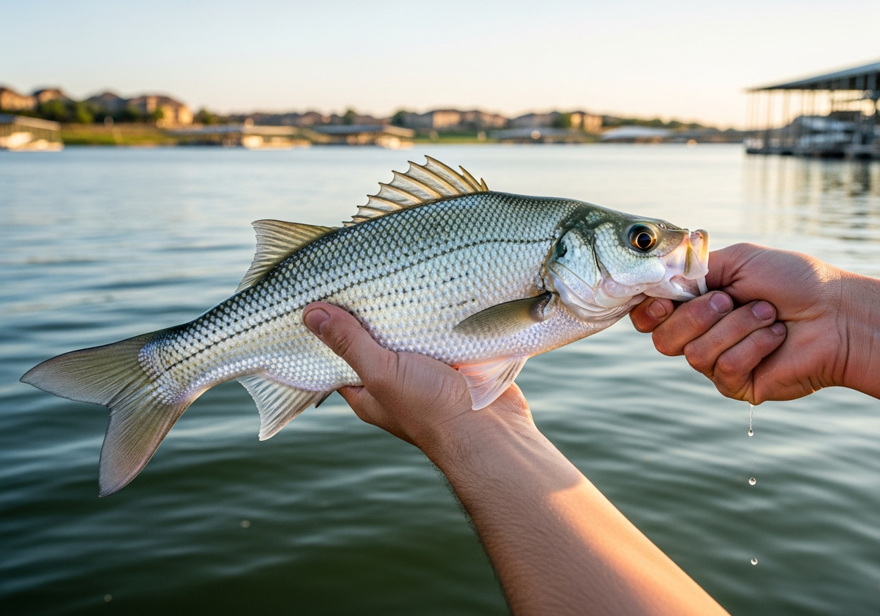 White Bass fishing on Lake Ray Hubbard, Texas