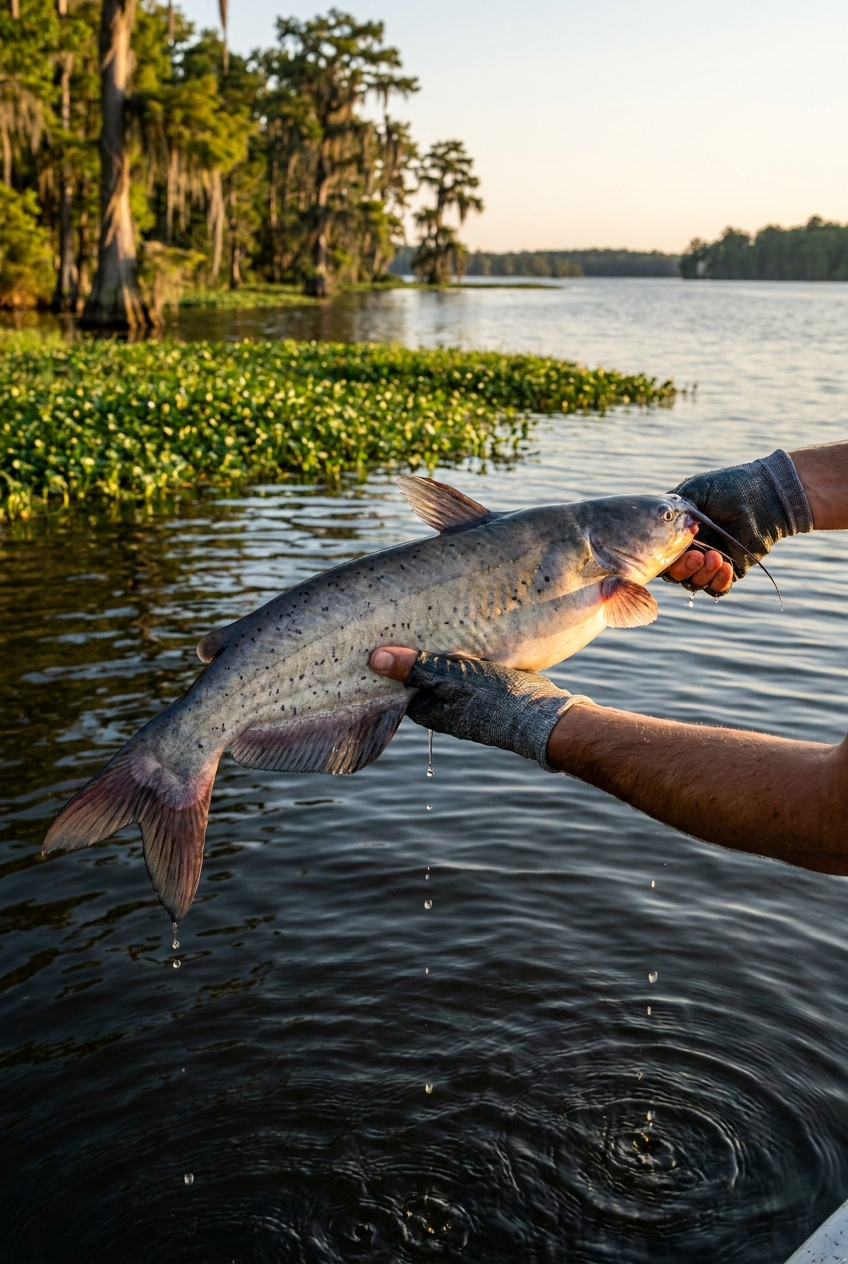 Channel Catfish fishing on Lake Seminole, Georgia