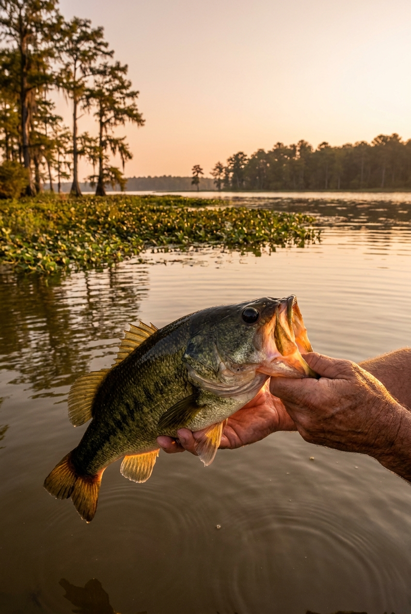 Largemouth Bass fishing on Lake Seminole, Georgia