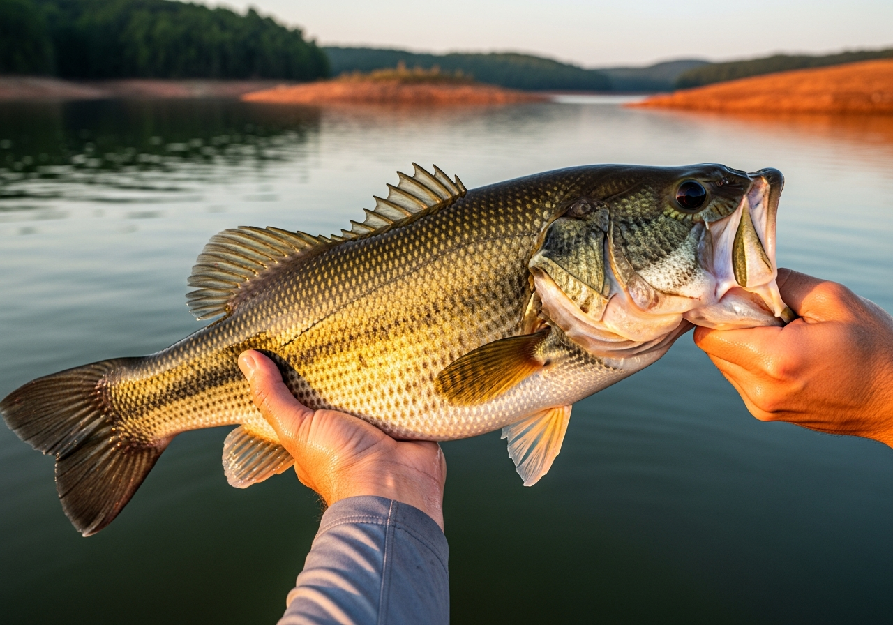 Largemouth Bass fishing on Lake Sinclair, Georgia