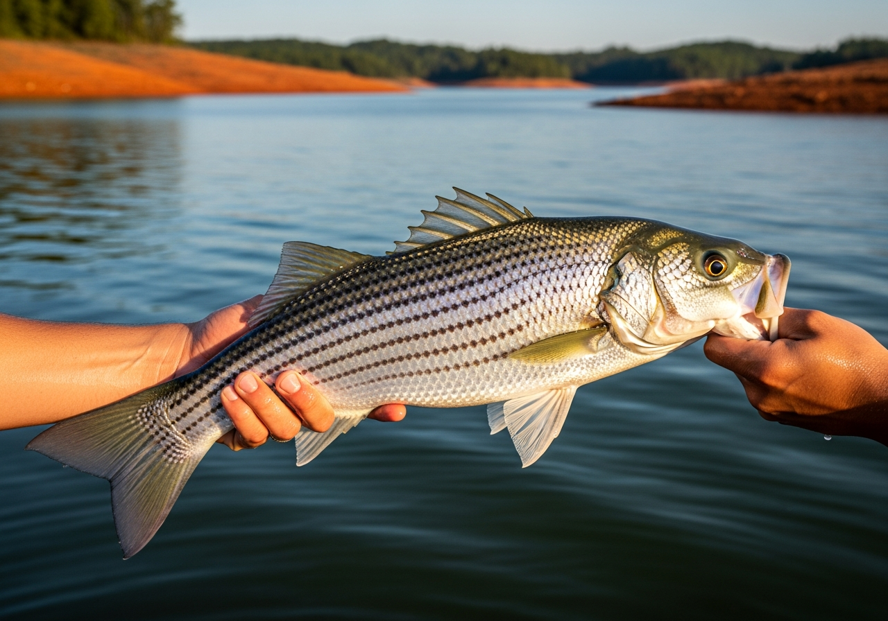 Striped Bass fishing on Lake Sinclair, Georgia