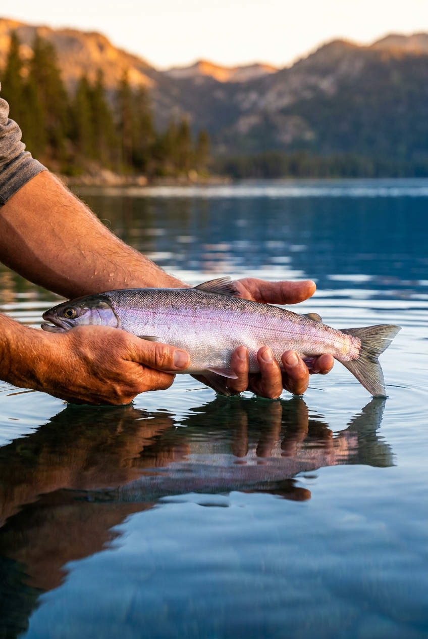 Kokanee Salmon fishing on Lake Tahoe, California