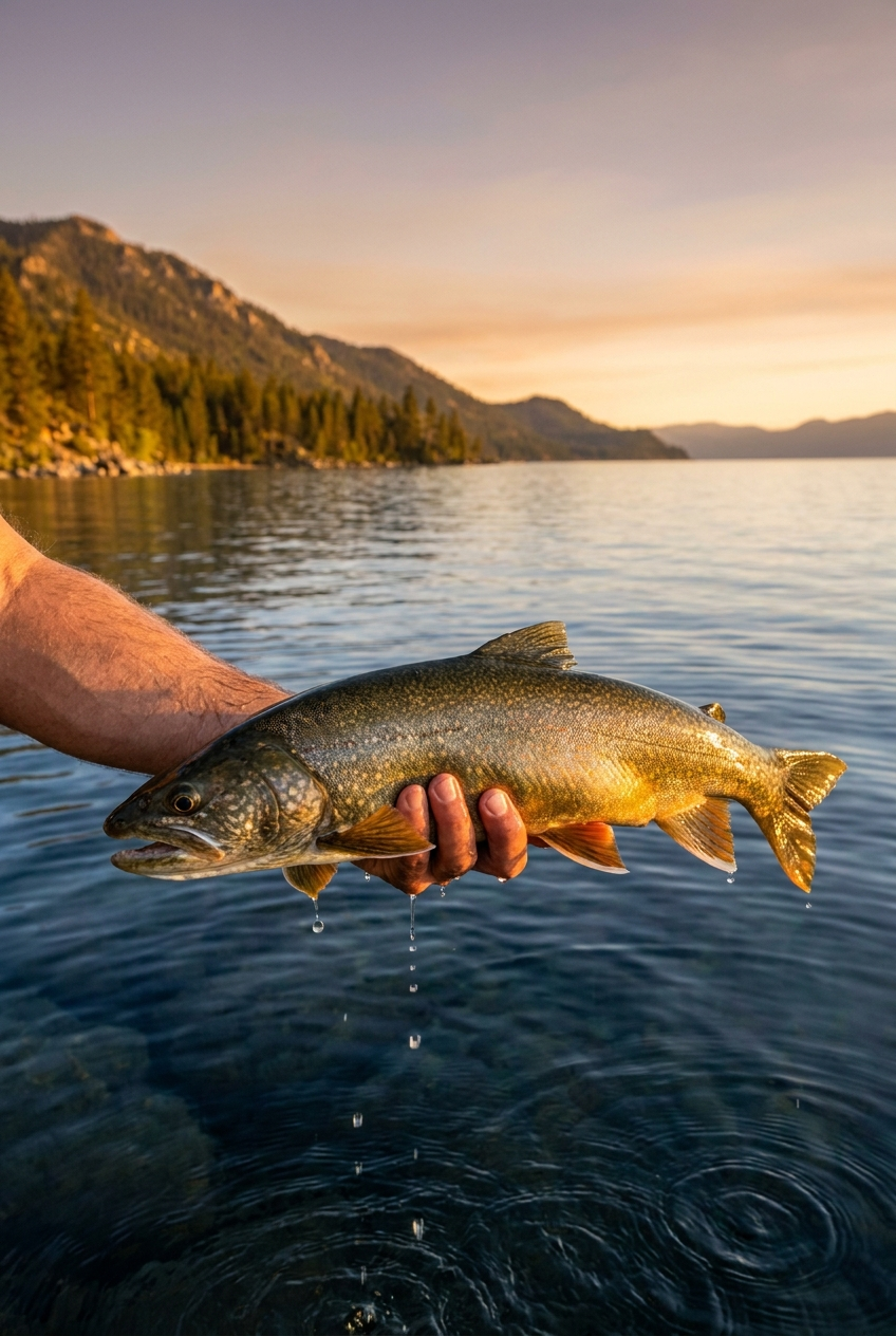 Mackinaw (Lake Trout) fishing on Lake Tahoe, California