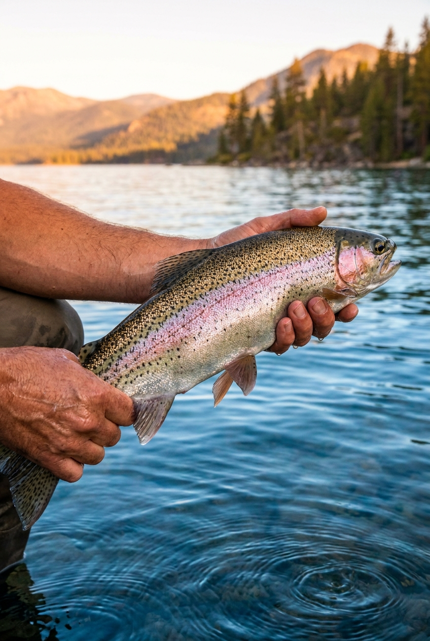 Rainbow Trout fishing on Lake Tahoe, California