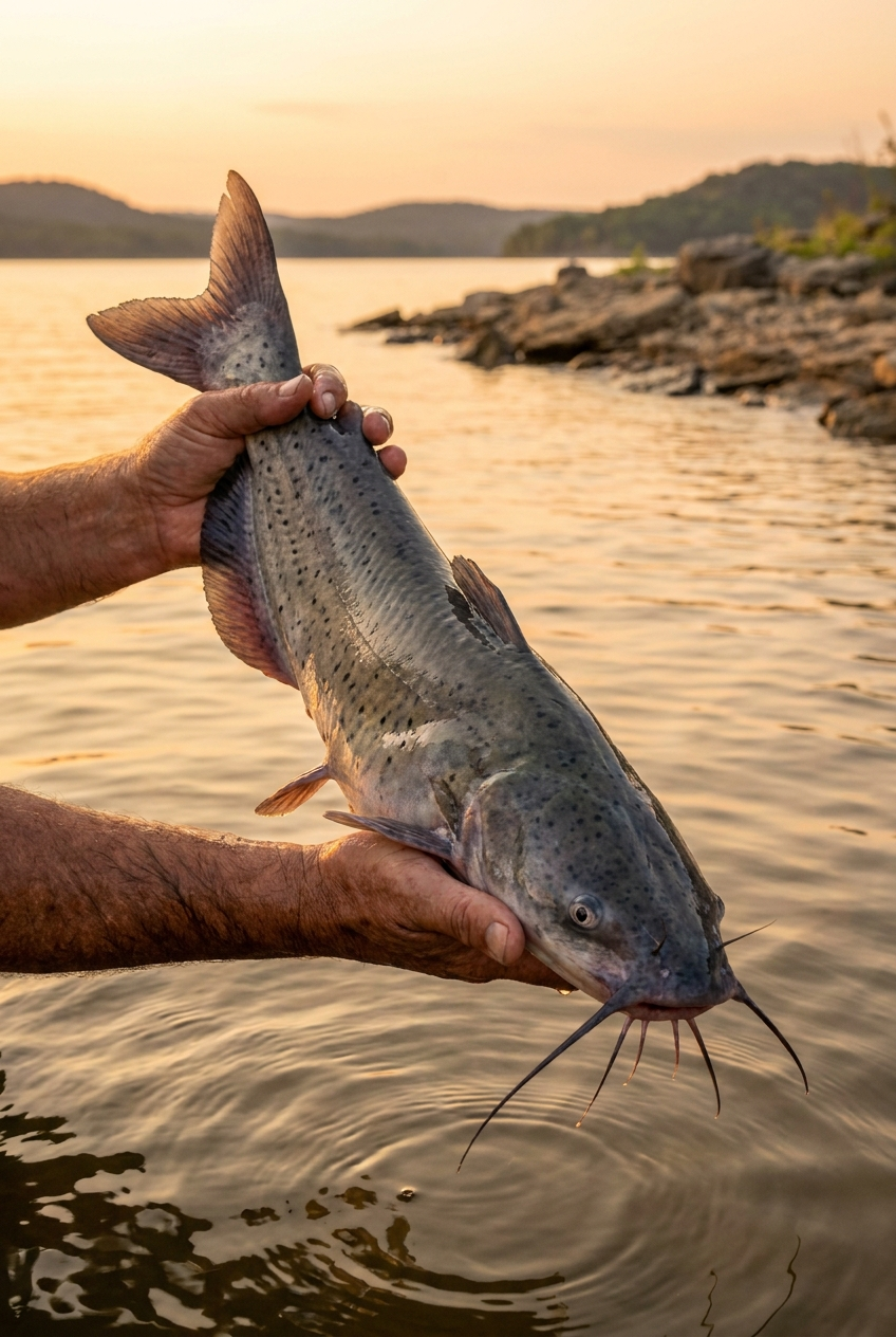 Channel Catfish fishing on Lake Tenkiller, Oklahoma