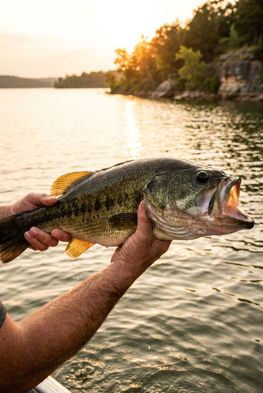 Largemouth Bass fishing on Lake Tenkiller, Oklahoma