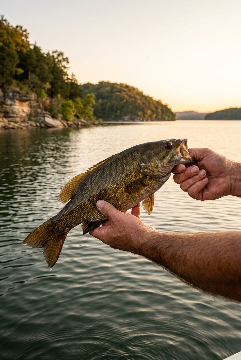 Smallmouth Bass fishing on Lake Tenkiller, Oklahoma