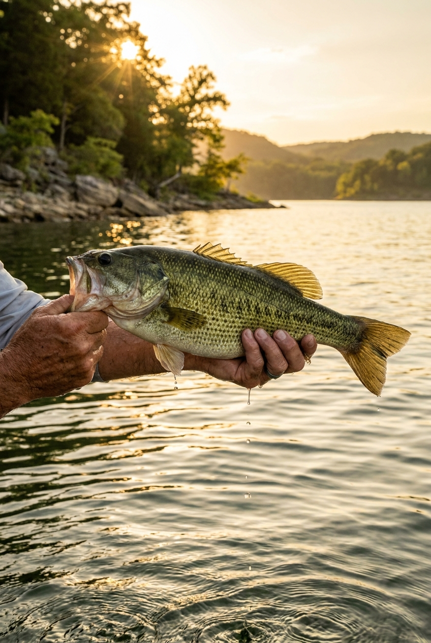 Spotted Bass fishing on Lake Tenkiller, Oklahoma