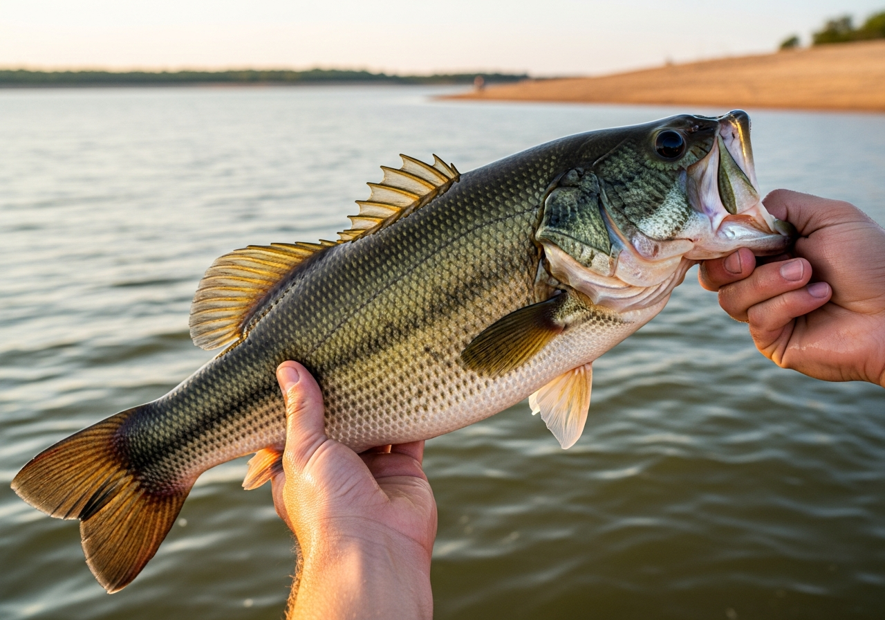 Largemouth Bass fishing on Lake Texoma, Texas