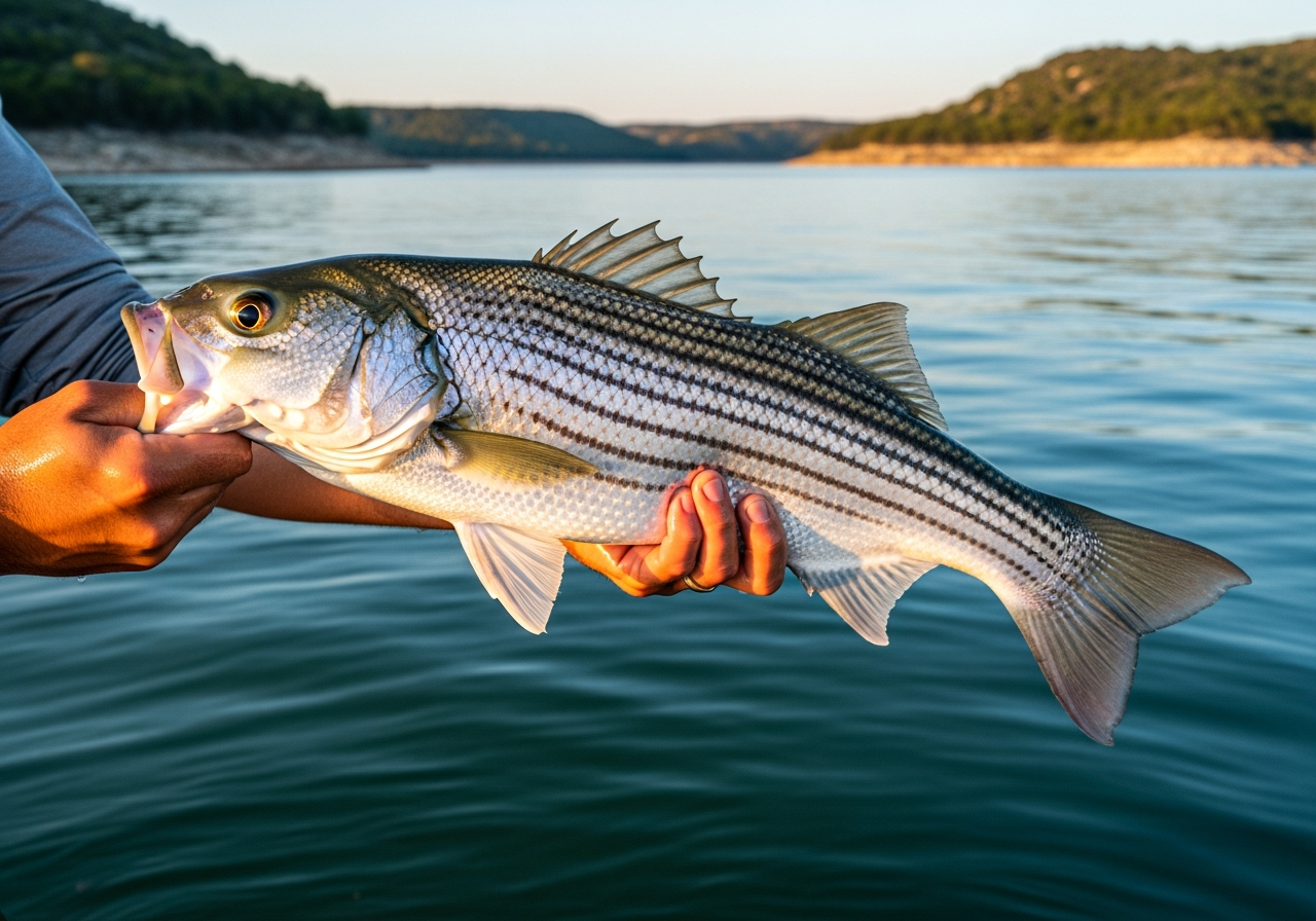 Striped Bass fishing on Lake Travis, Texas