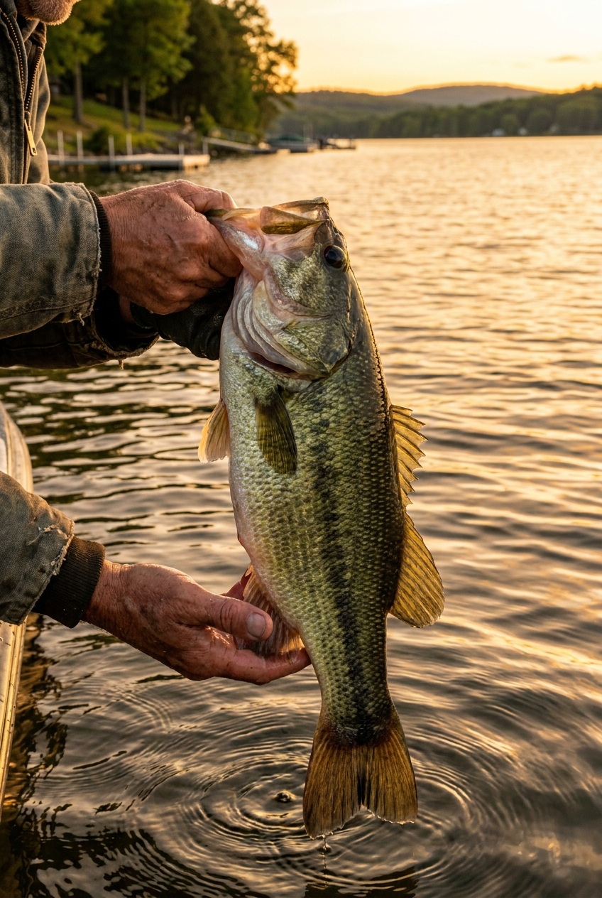 Largemouth Bass fishing on Lake Wallenpaupack, Pennsylvania