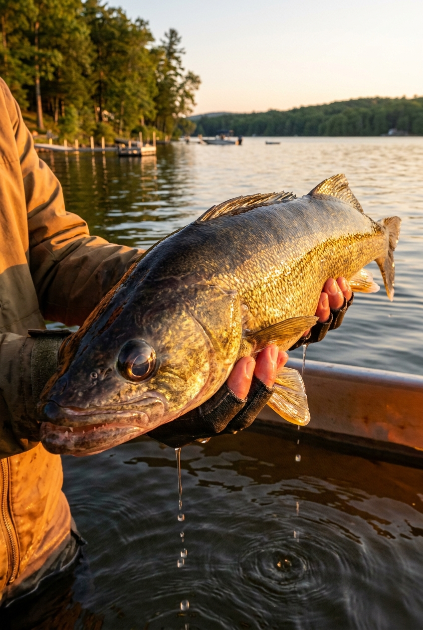 Walleye fishing on Lake Wallenpaupack, Pennsylvania