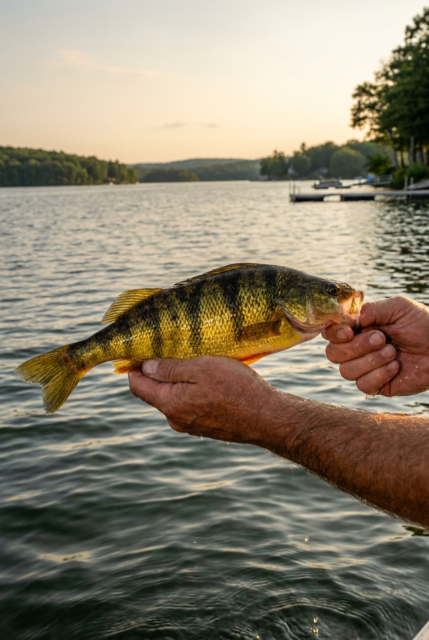 Yellow Perch fishing on Lake Wallenpaupack, Pennsylvania