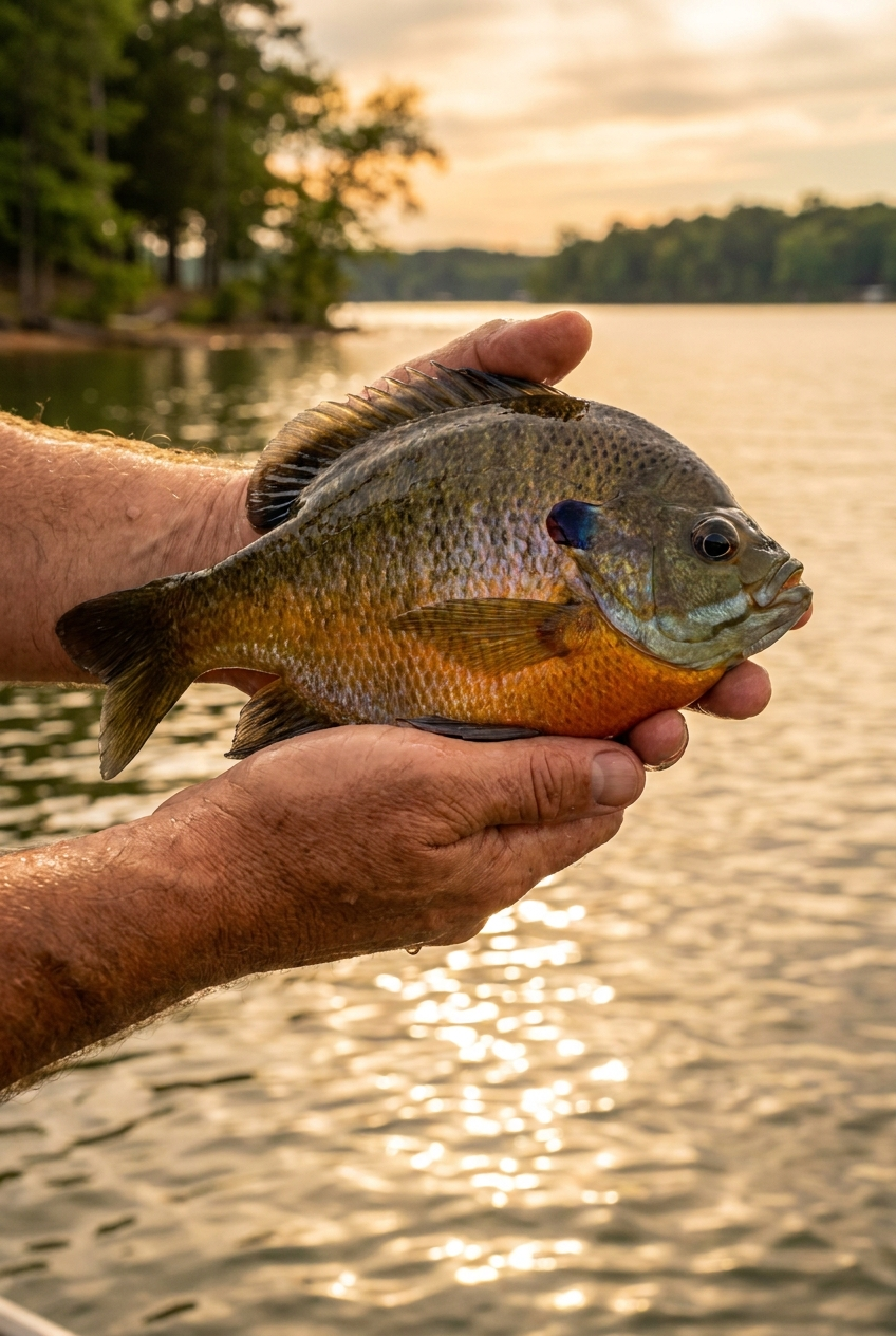 Bluegill fishing on Lake Wateree, South Carolina