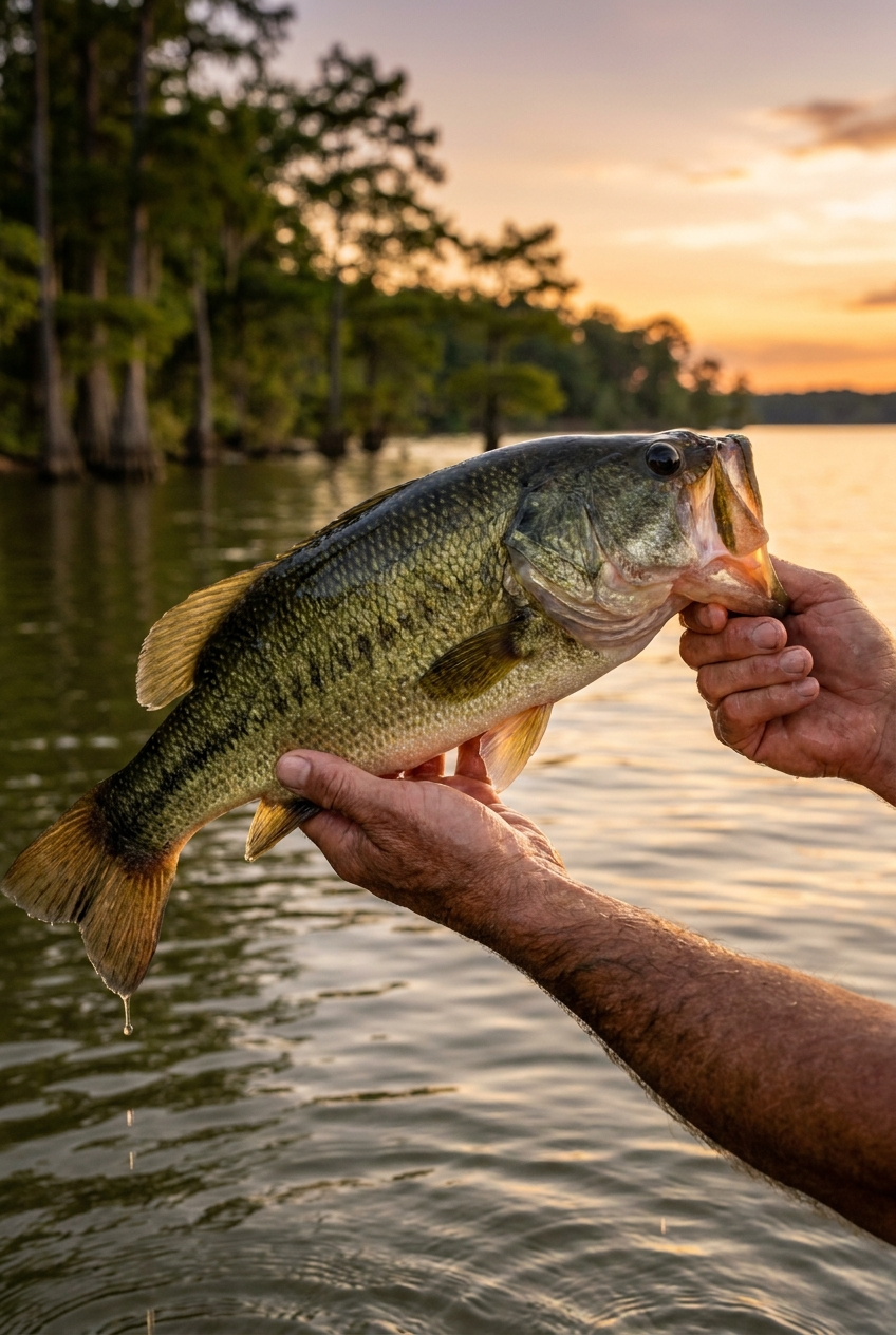 Largemouth Bass fishing on Lake Wateree, South Carolina