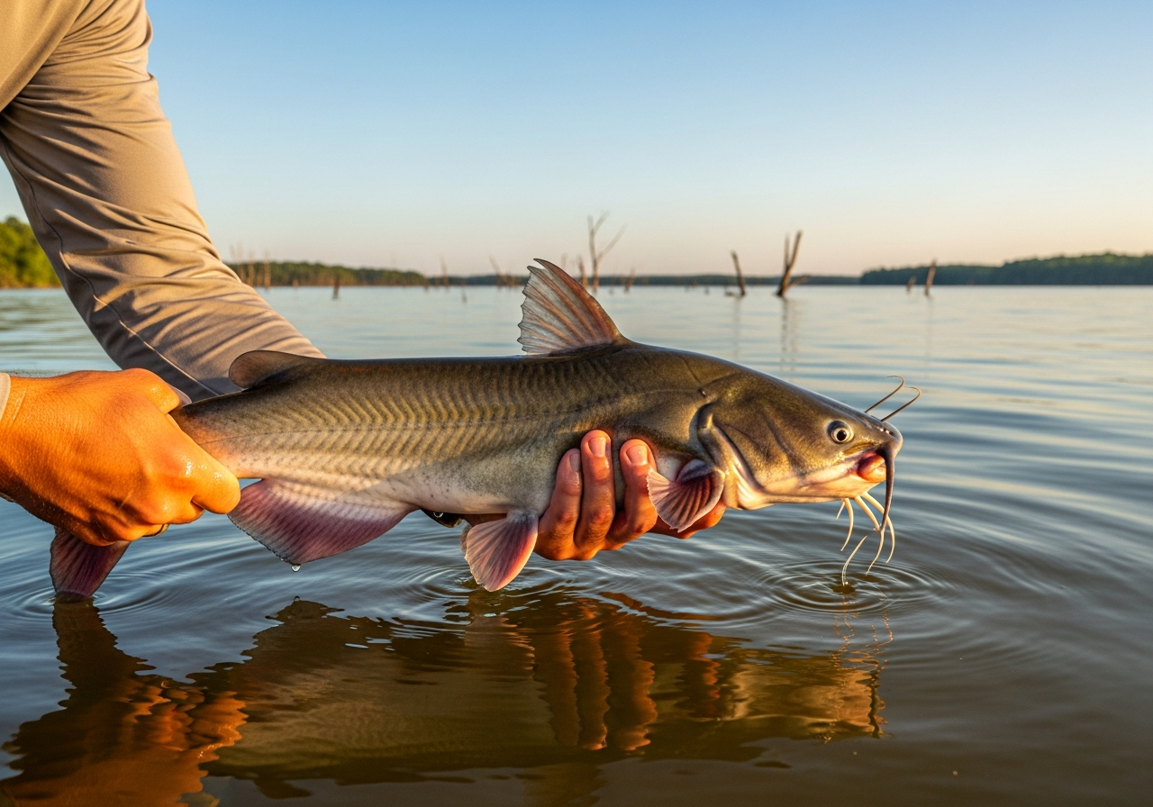 Catfish fishing on Lake Weiss, Alabama