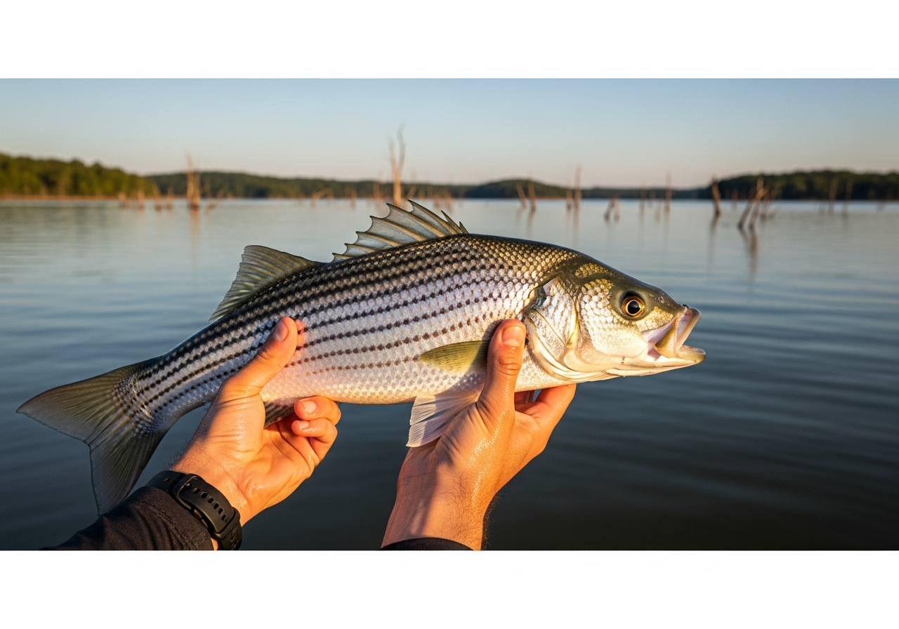 Striped Bass fishing on Lake Weiss, Alabama