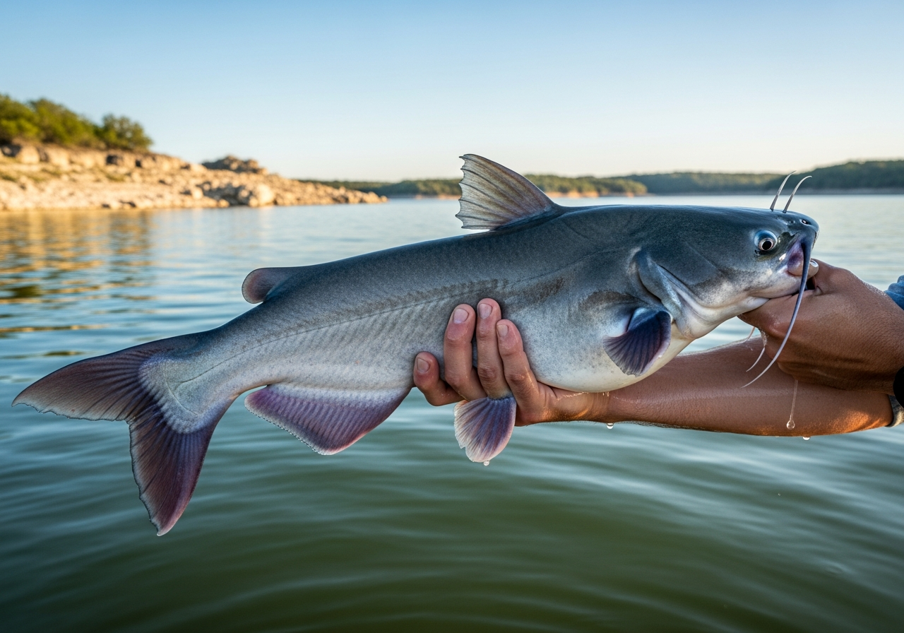 Blue Catfish fishing on Lake Whitney, Texas